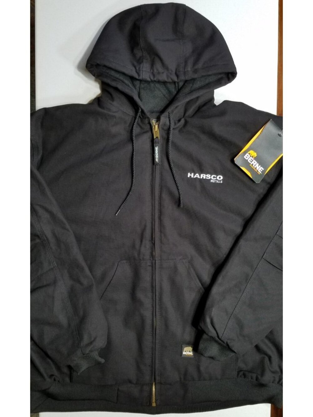 BERNE Full Zip Hooded Heavy Duck Canvas Quilt Lined Work Chore Coat Jacket 3XL